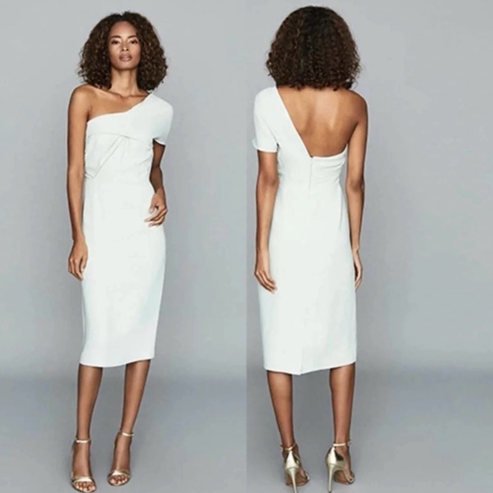 NWT Reiss Riana Midi One Shoulder Dress. Size 0 reg $370